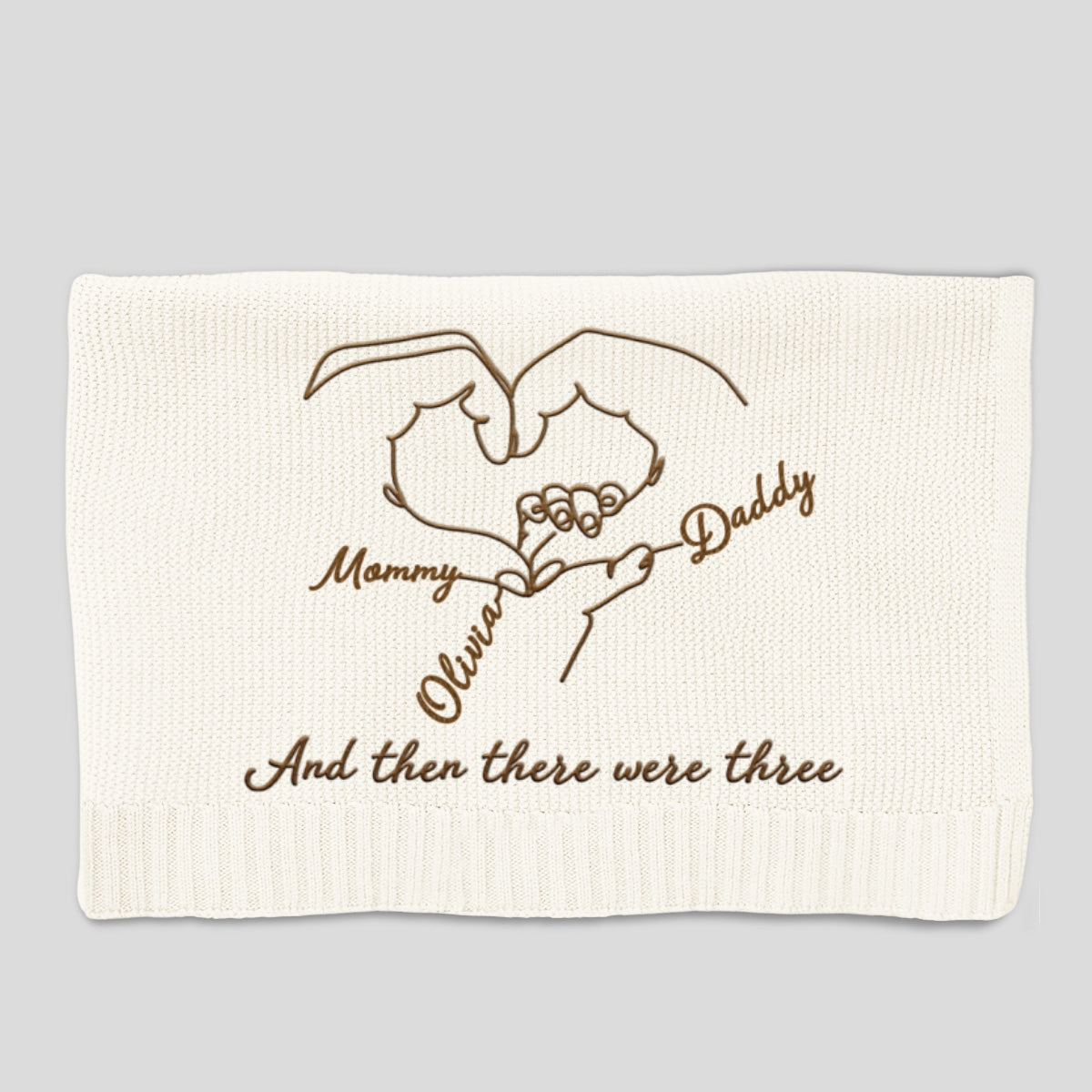 Hold Hands - Personalized Custom Embroidered Knitted Baby Blanket