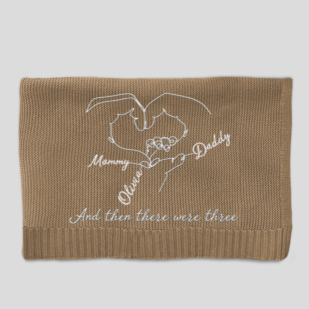 Hold Hands - Personalized Custom Embroidered Knitted Baby Blanket