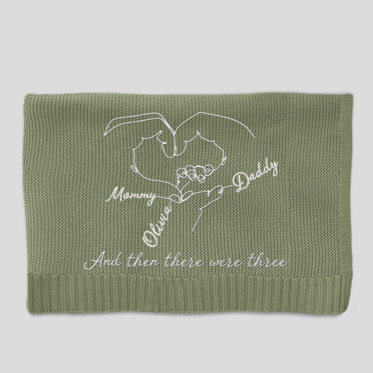 Hold Hands - Personalized Custom Embroidered Knitted Baby Blanket