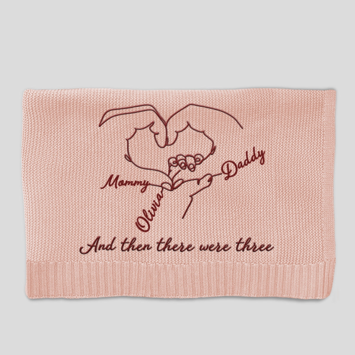 Hold Hands - Personalized Custom Embroidered Knitted Baby Blanket