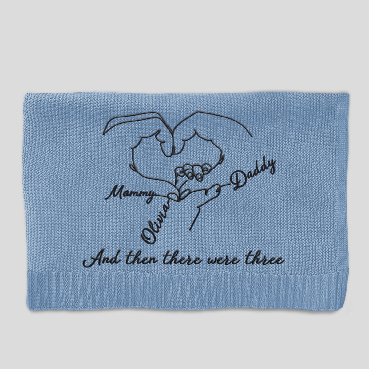 Hold Hands - Personalized Custom Embroidered Knitted Baby Blanket