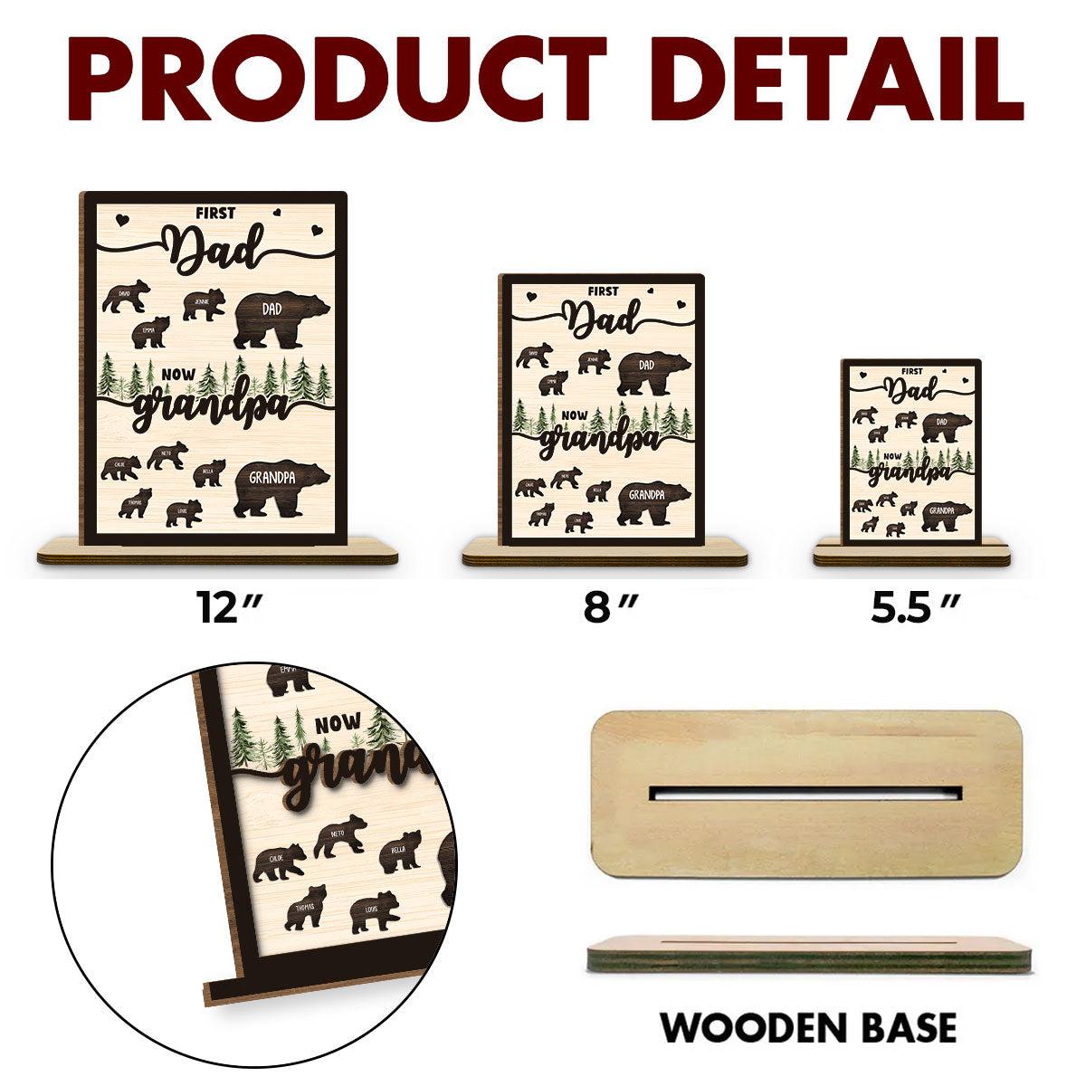 Was Dad Now Called Grandpa  - Personalized Custom 2-Layer Wood Plaque With Flat Base