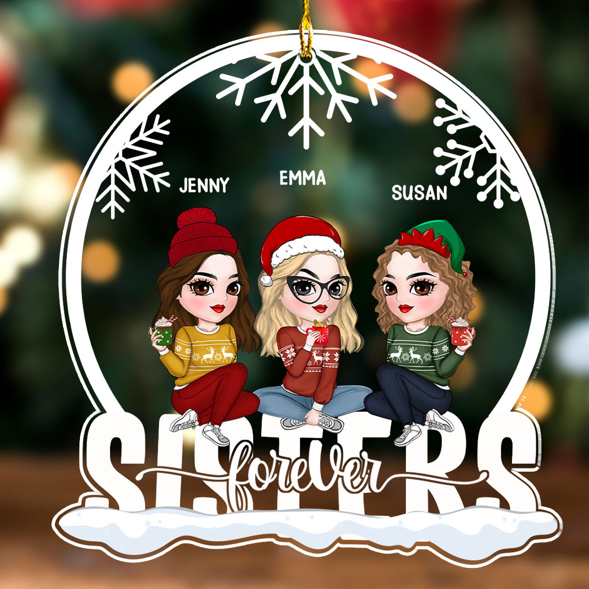 Besties Forever Version 2 - Personalized Custom Acrylic Ornament