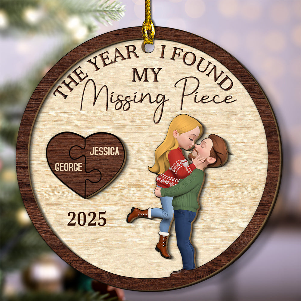 My Heart Found Its Match - Personalized Custom Freeshape 2-Layered Wood Ornament