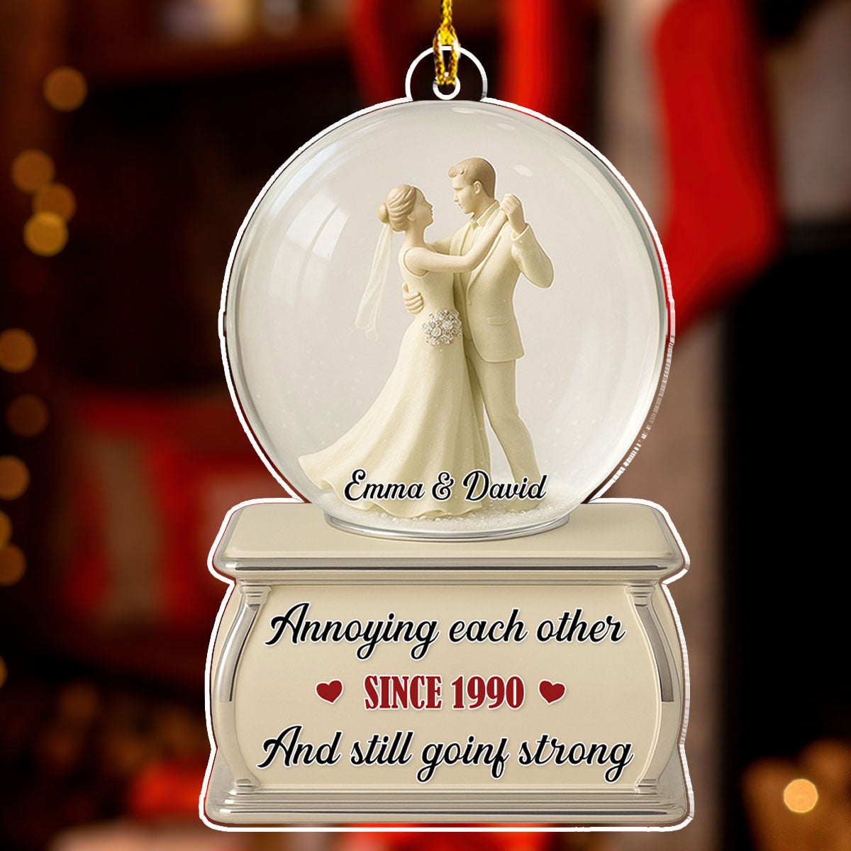 Dancing Couple Snow Globe - Personalized Custom Acrylic Ornament