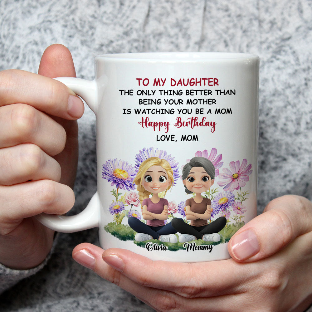 To My Daughter Flower Birth Month - Personalized Custom Coffee Mug