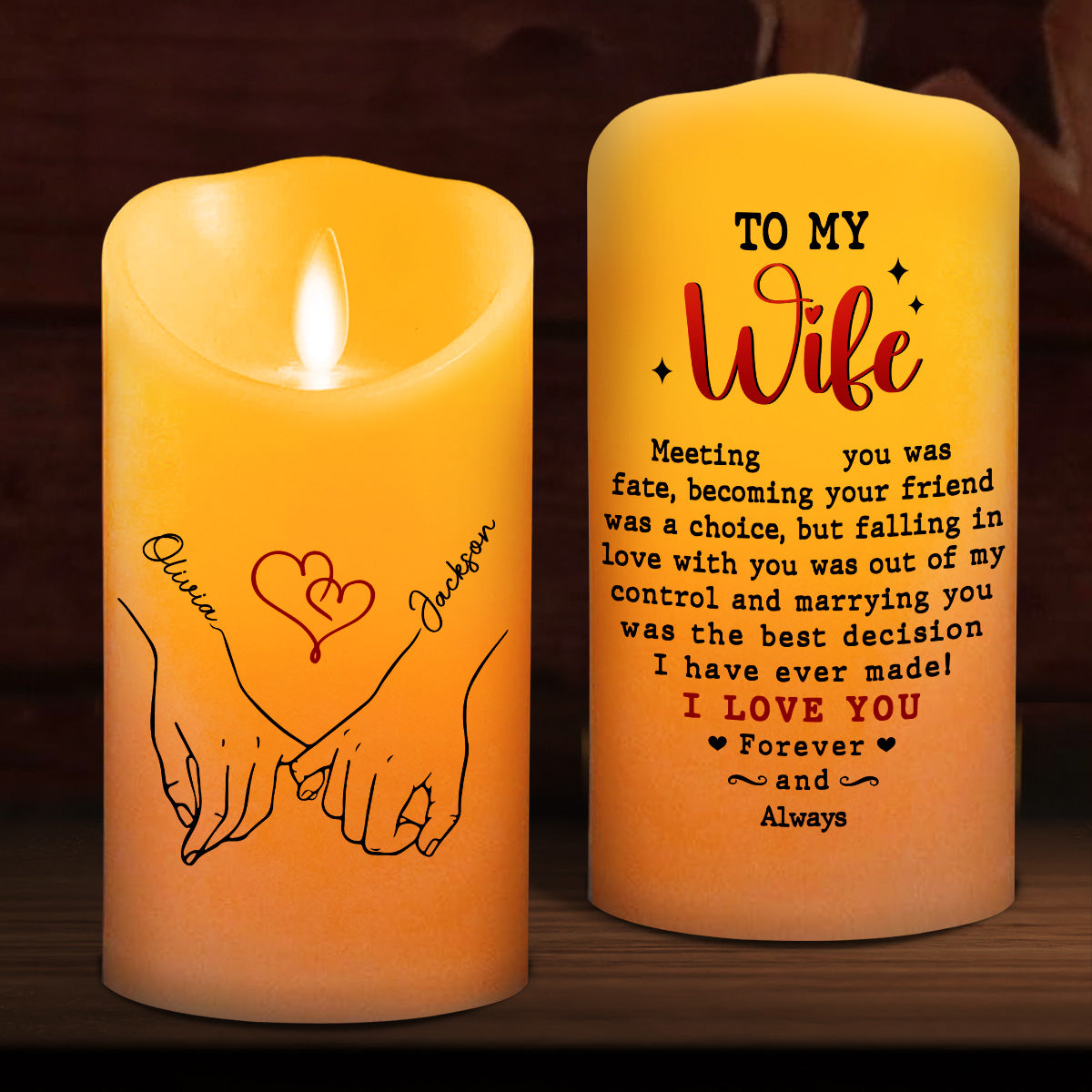To My Wife I Love You Forever And Always - Personalized Custom LED Candle
