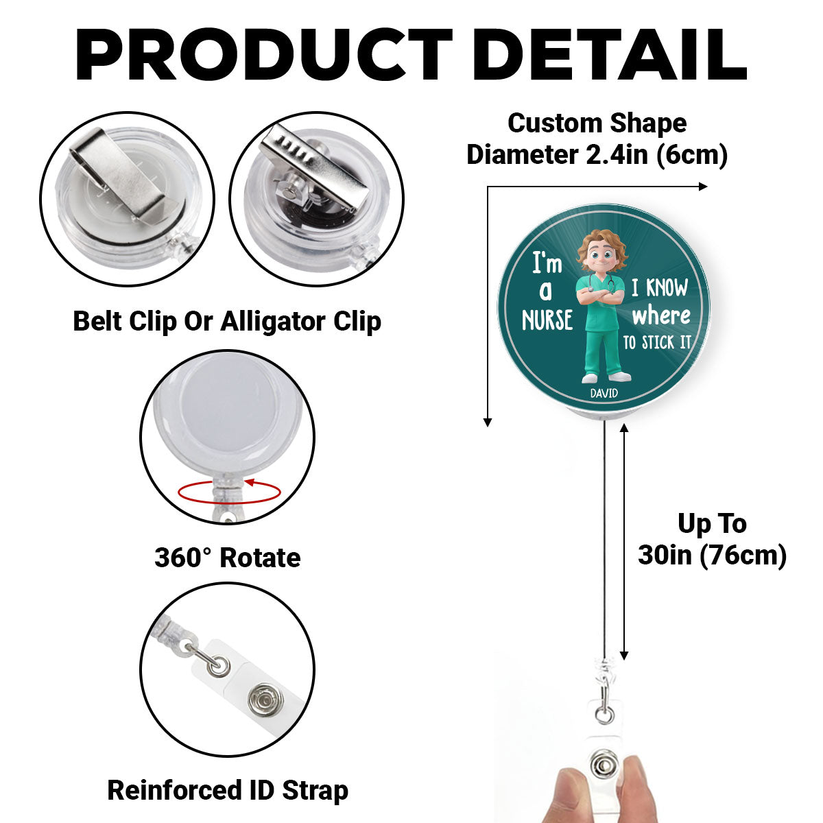 I Know Where To Stick It - Personalized Custom Acrylic Badge Reel