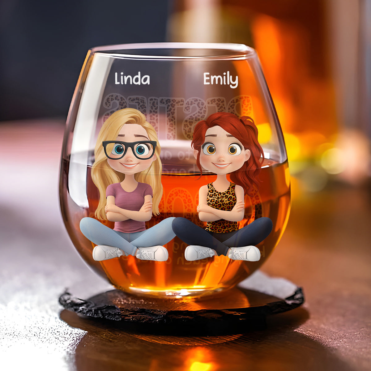 Alcohol Tolerating Cartoonize - Personalized Custom Wine Glass