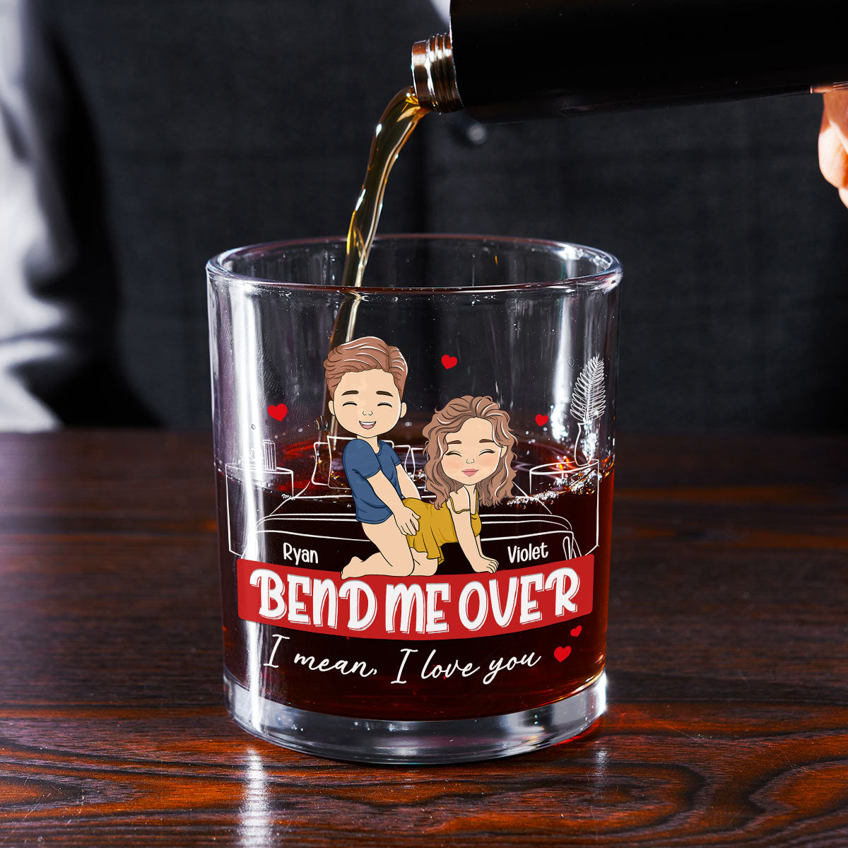 Bend Me Over - Personalized Custom Whiskey Glass