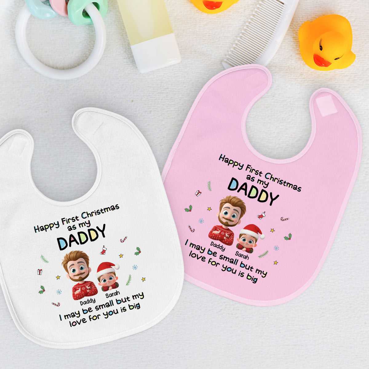 First Christmas Day With Baby - Personalized Custom Baby Bib