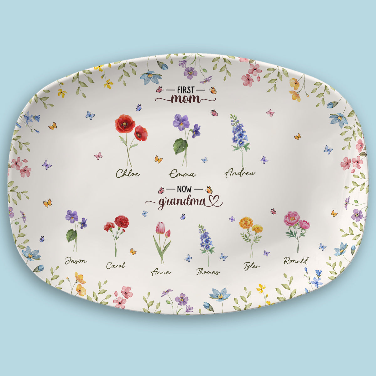 First Mom Now Grandma - Personalized Custom Platter