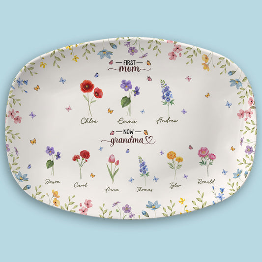 First Mom Now Grandma - Personalized Custom Platter