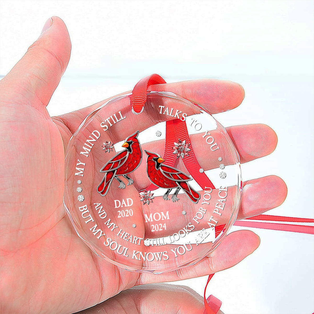 My Soul Knows You Are At Peace - Personalized Custom Glass Ornament