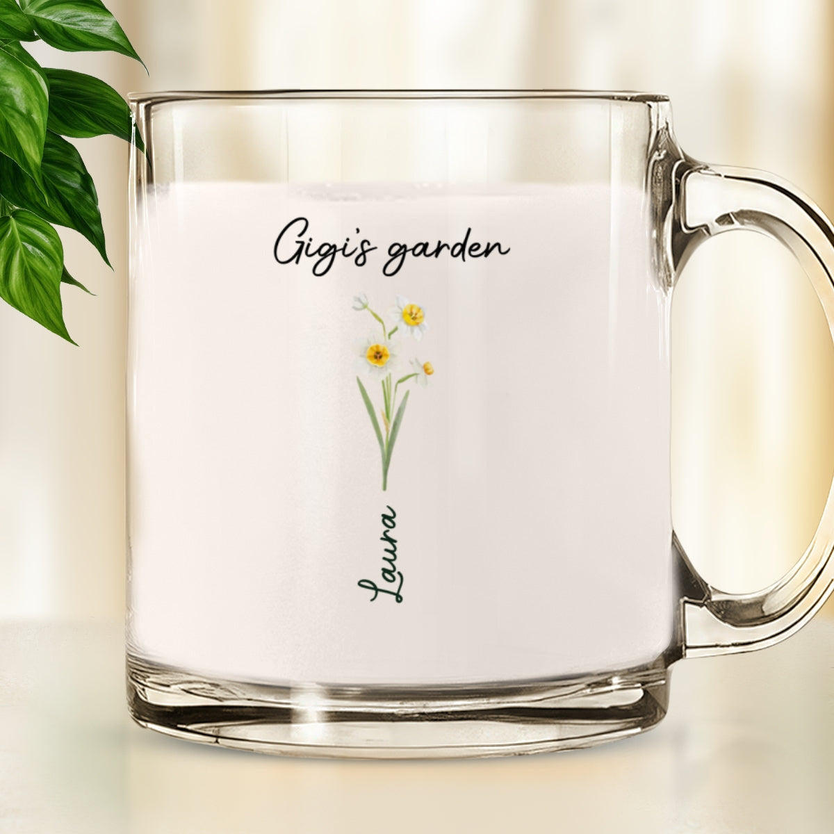 Grandmas Garden With Birth Month Flowers - Personalized Custom Glass Mug