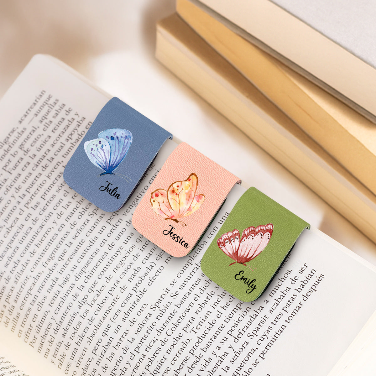 Floral Butterfly - Personalized Custom Leather Bookmark