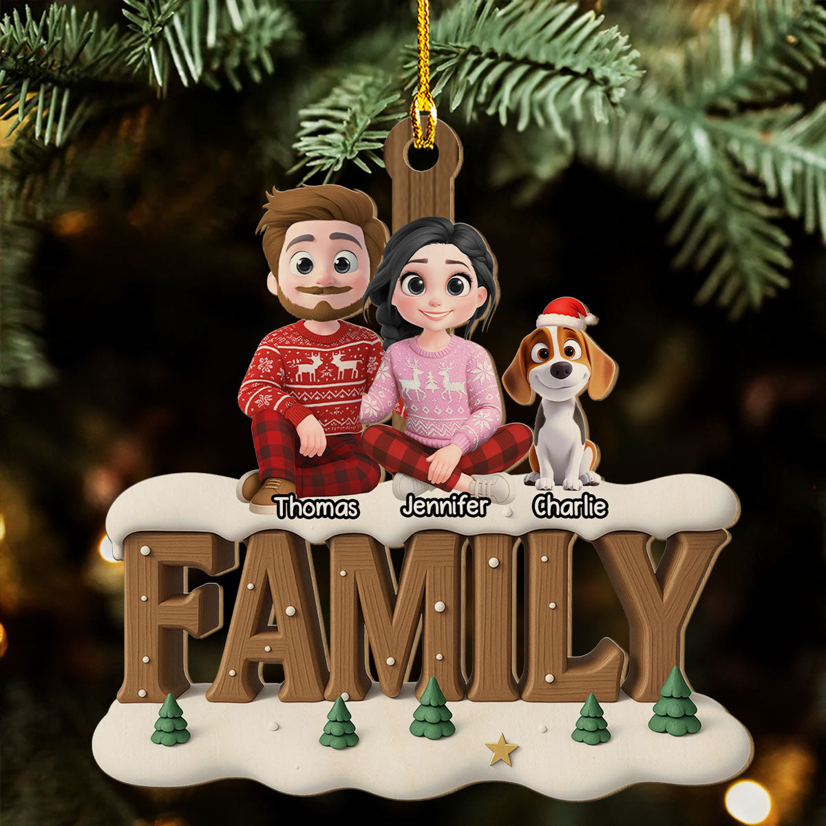 Family This Year Onwards - Personalized Custom 3D Effect Wood Ornament