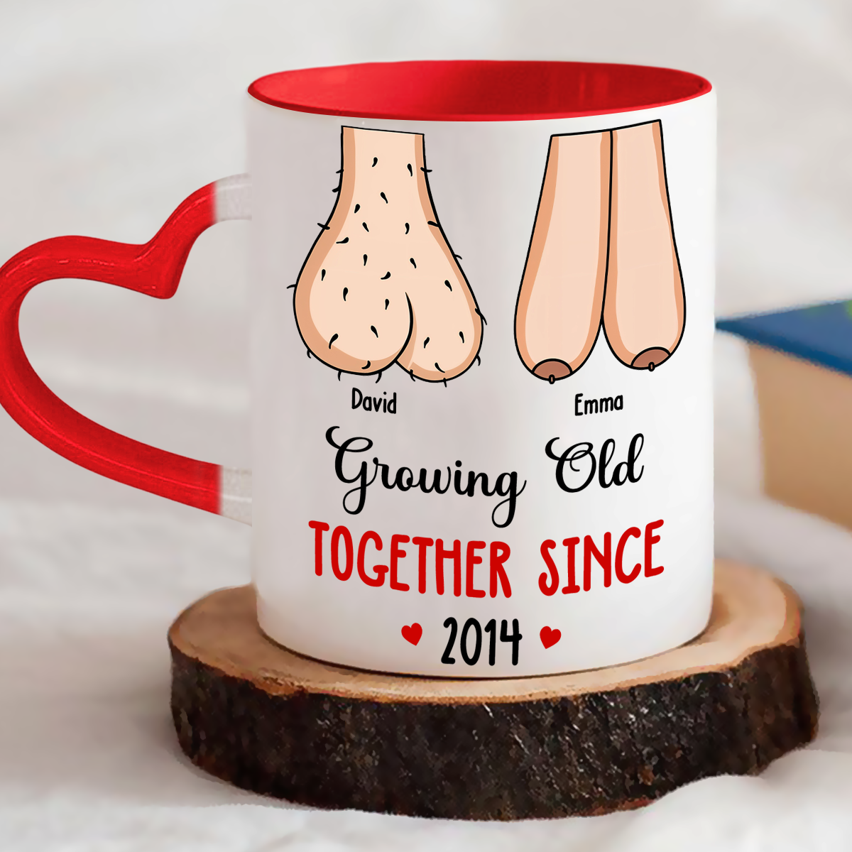 Grow Old With You - Personalized Custom Heart Handle Mug