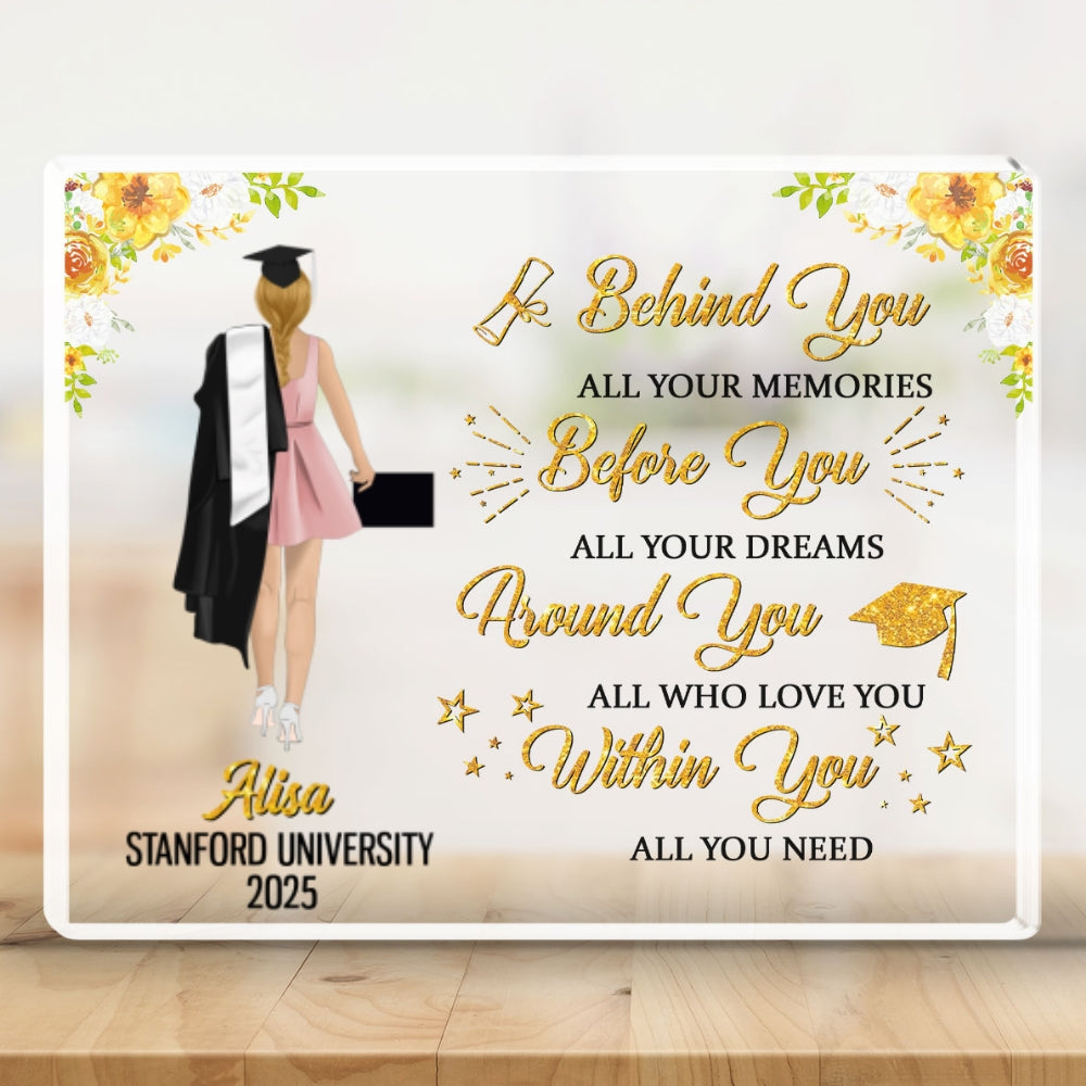 Behind You All Your Memories Before You All Your Dreams - Personalized Custom Acrylic Plaque