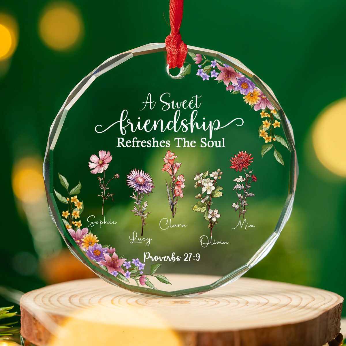Friendship Refreshes The Soul - Personalized Custom Glass Ornament