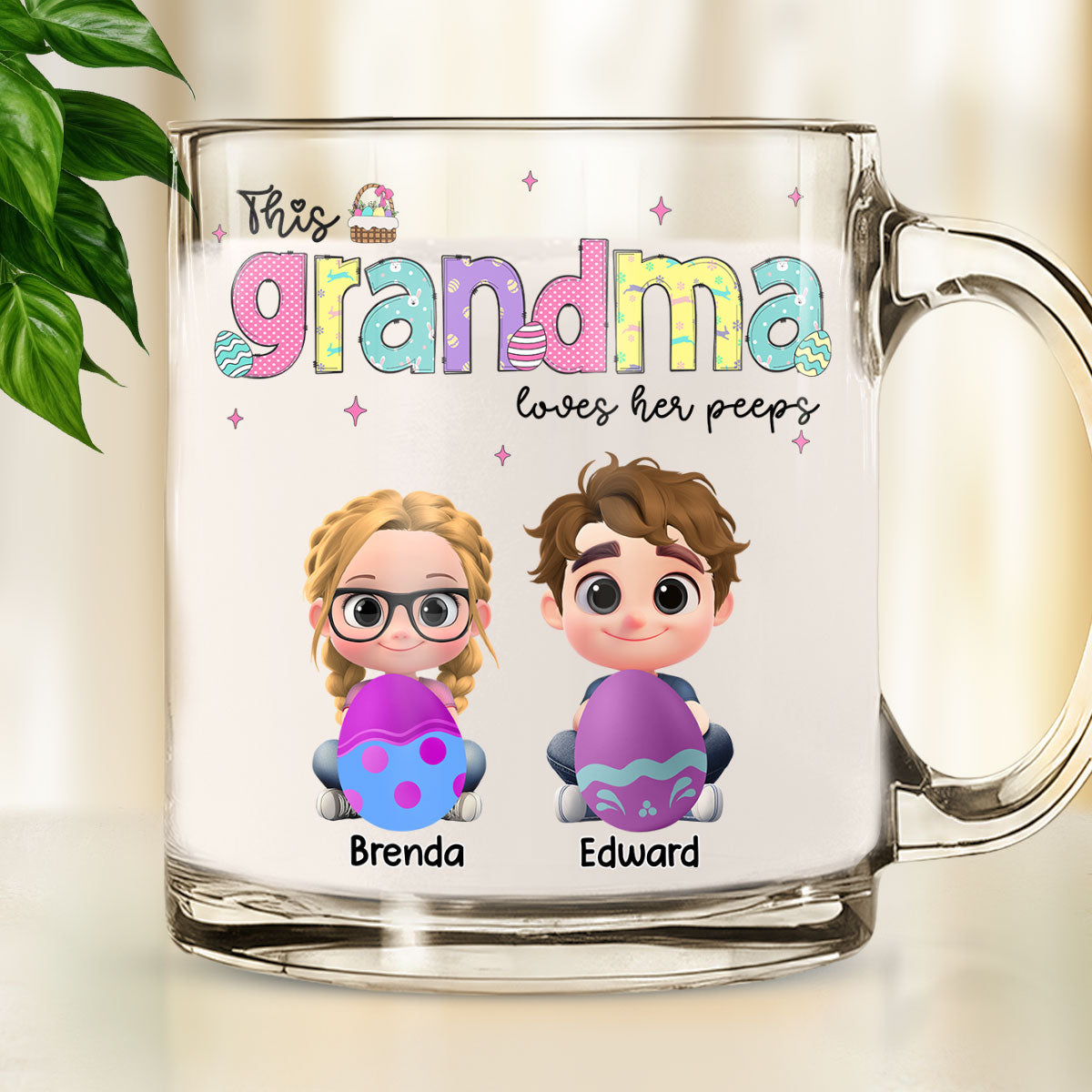 This Grandma Loves Her Peeps - Personalized Custom Glass Mug