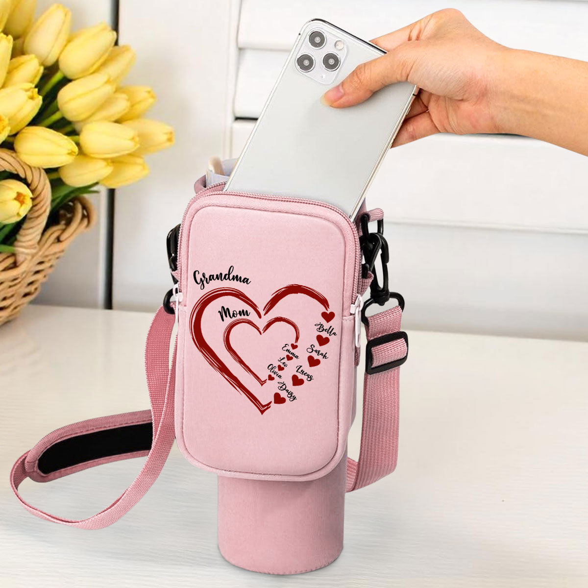 Kids And Grandkids Make Life Grand - Personalized Custom Water Bottle Carrier Bag