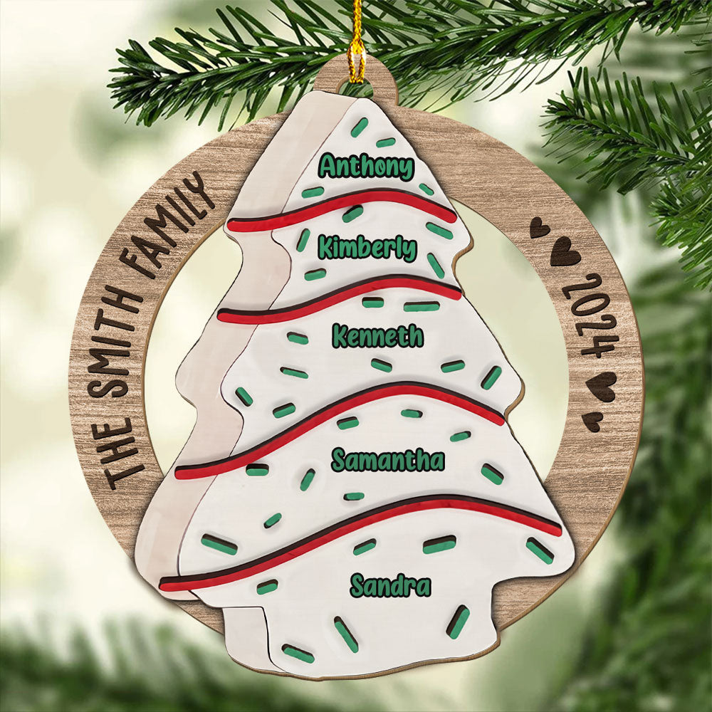Oh Family Christmas Tree - Personalized Custom Wood Ornament