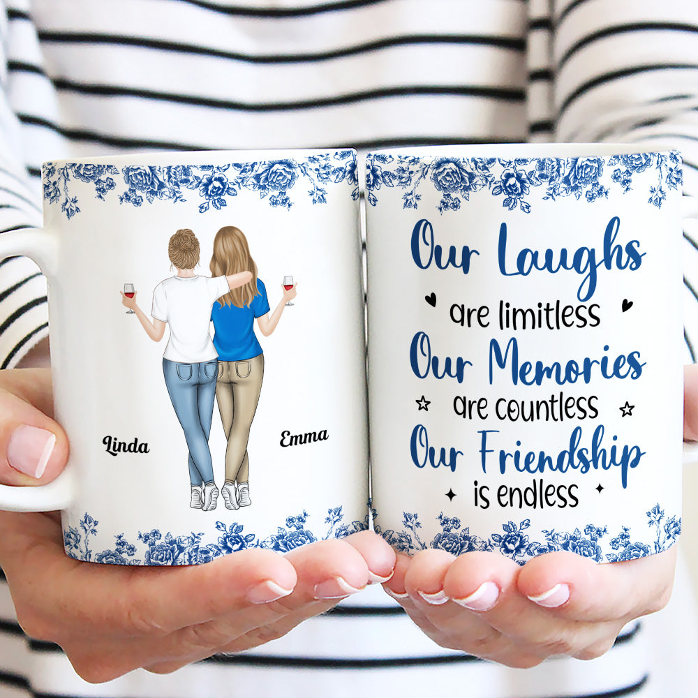 Our Laughs Are Limitless Blue Toile - Personalized Custom Coffee Mug