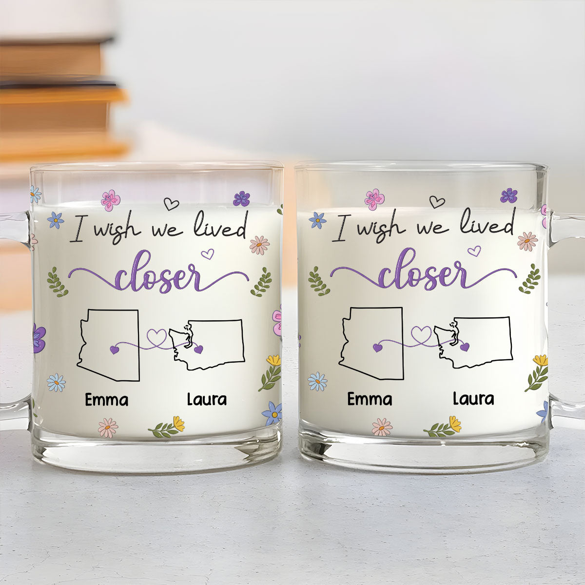 I Wish We Lived Closer Version 2 - Personalized Custom Glass Mug