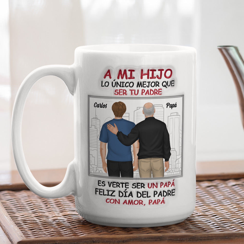 De Hijo A Gran Papá - Taza Personalizada con Efecto 3D Inflado