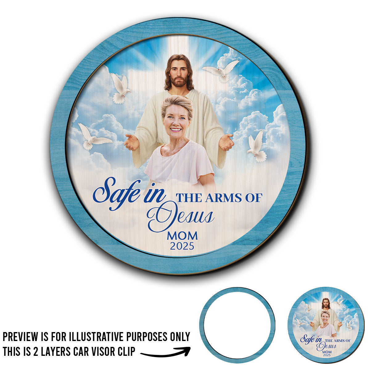 Safe In The Arms Of Jesus - Personalized Custom Car Visor Clip
