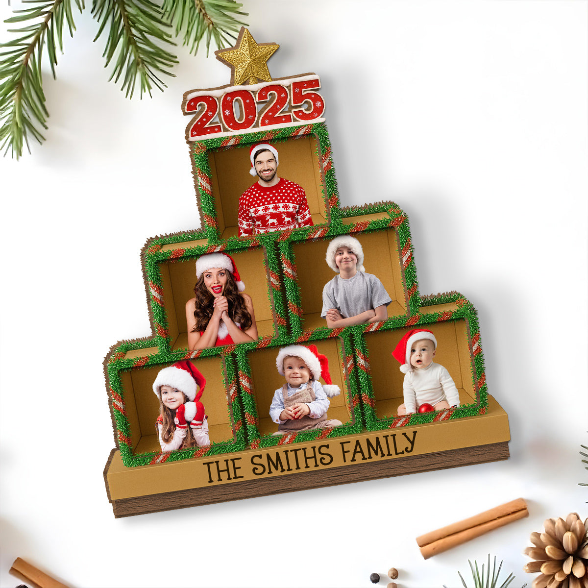 Family 2025 - Personalized Custom 2-Layer Wood Plaque With Flat Base