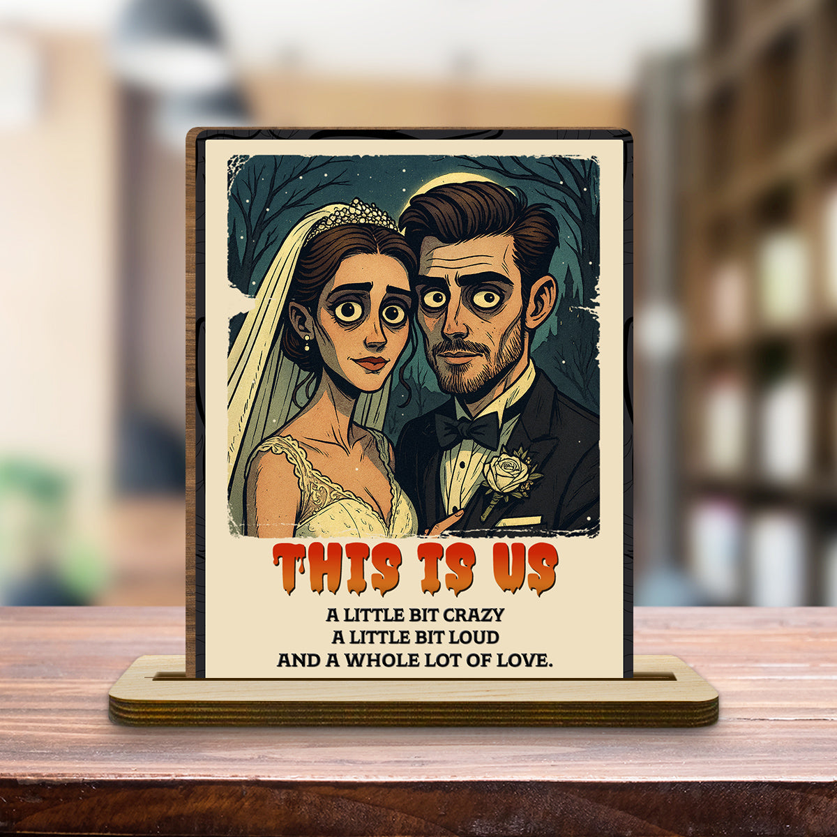 Family A Little Bit Crazy - Personalized Custom 2-Layer Wood Plaque With Flat Base