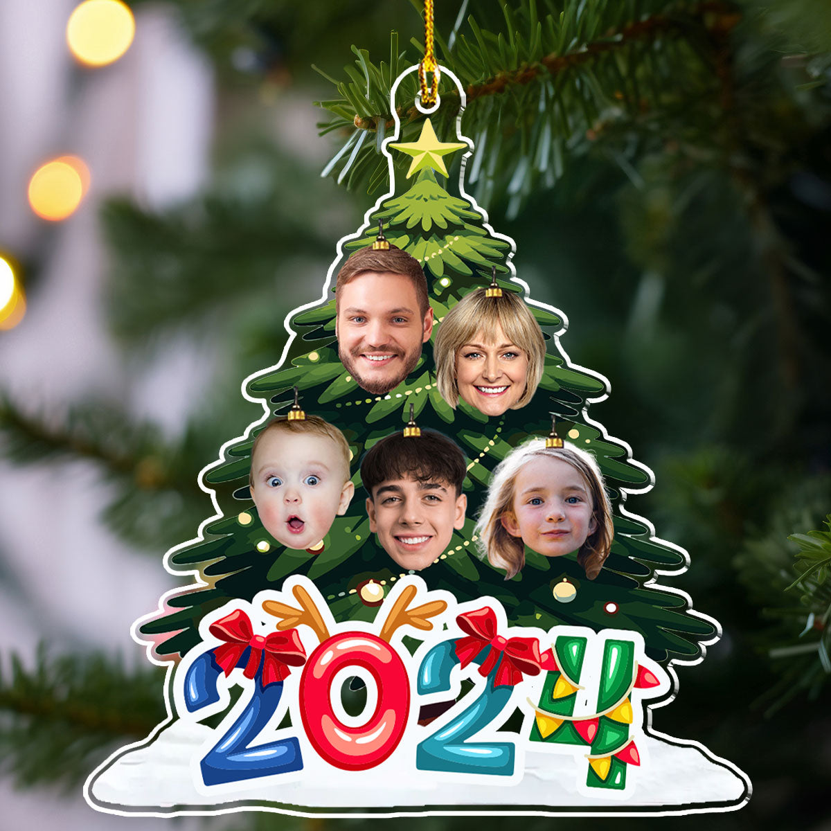 Tree Family Christmas - Personalized Custom Acrylic Ornament