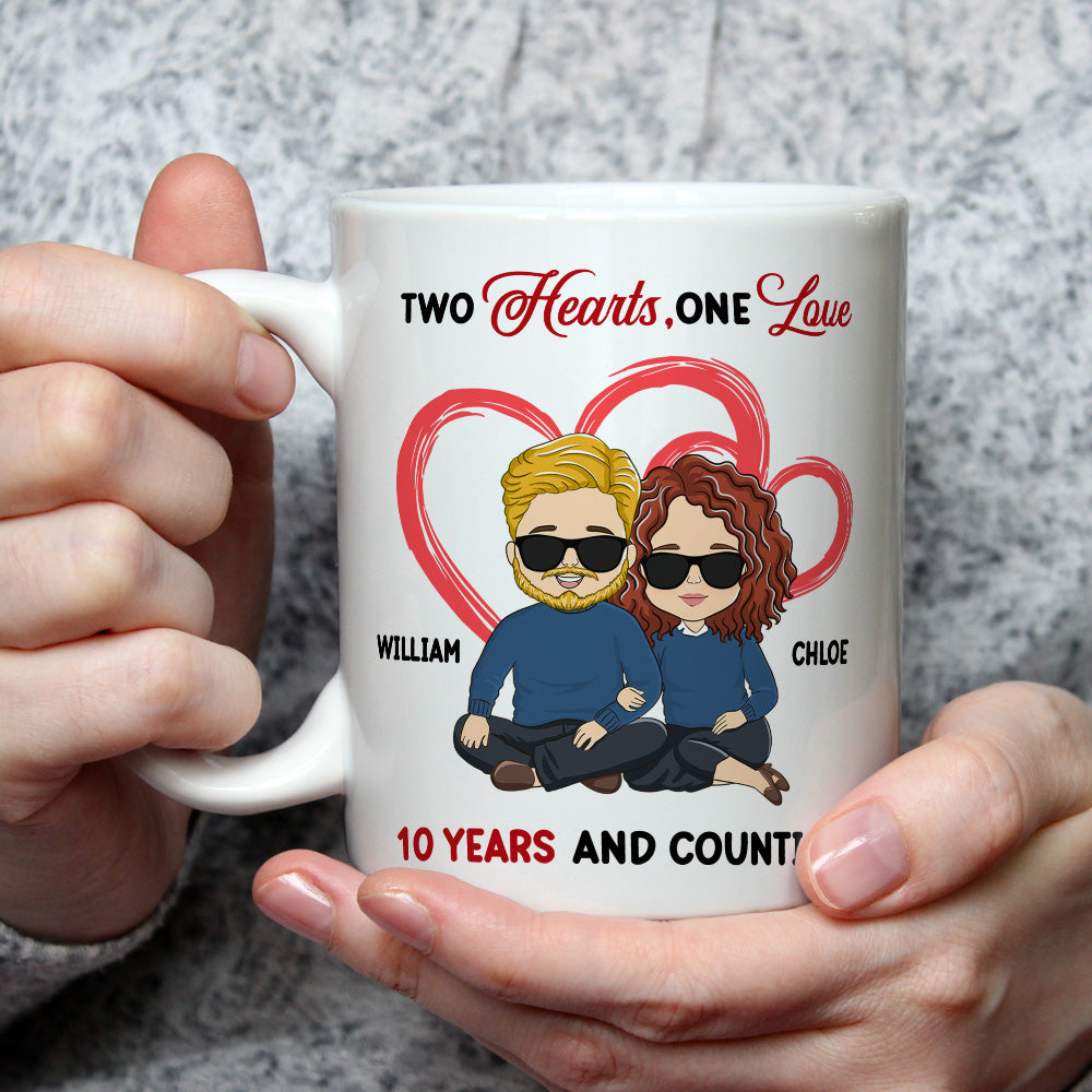 Two Hearts One Love - Personalized Custom Coffee Mug