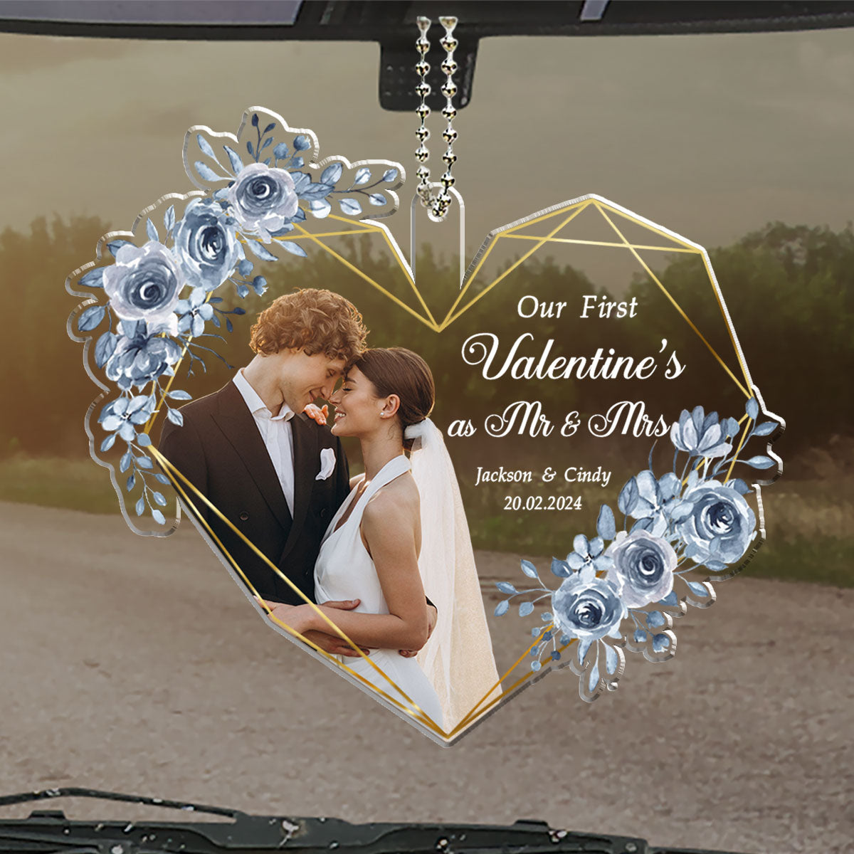 Our First Valentine Marriage - Personalized Custom Car Ornament