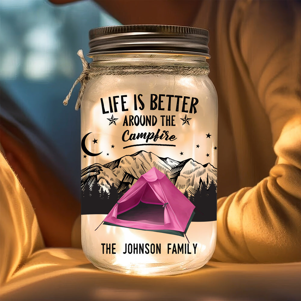 Home Is Where You Park It - Personalized Custom Mason Jar Light