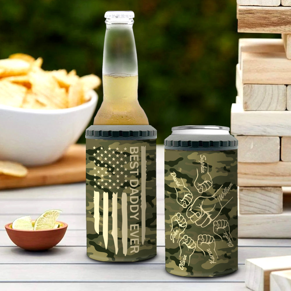 Best Dad Ever Fist Bump - Personalized Custom Can Cooler Tumbler