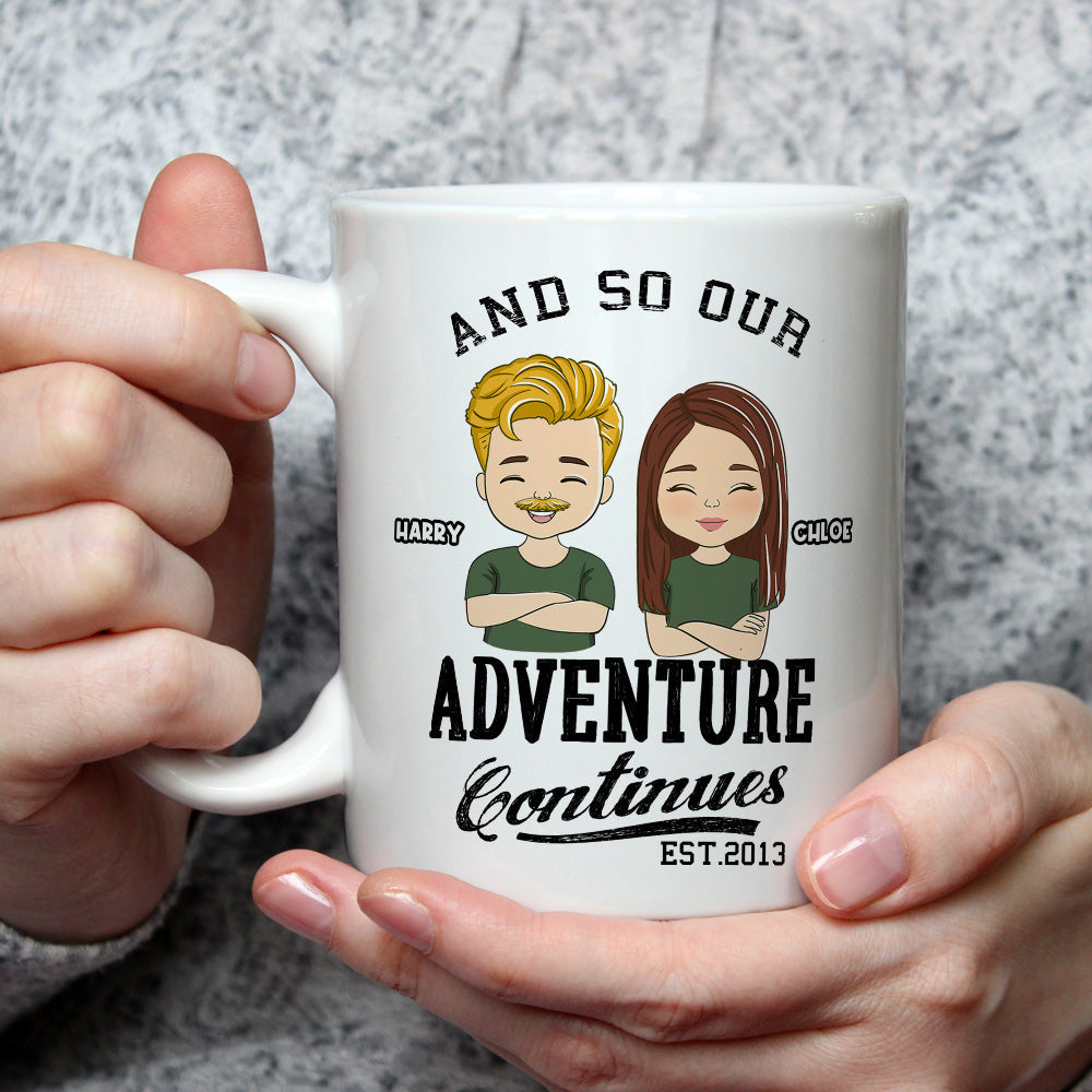 The Adventure Continues - Personalized Custom Coffee Mug