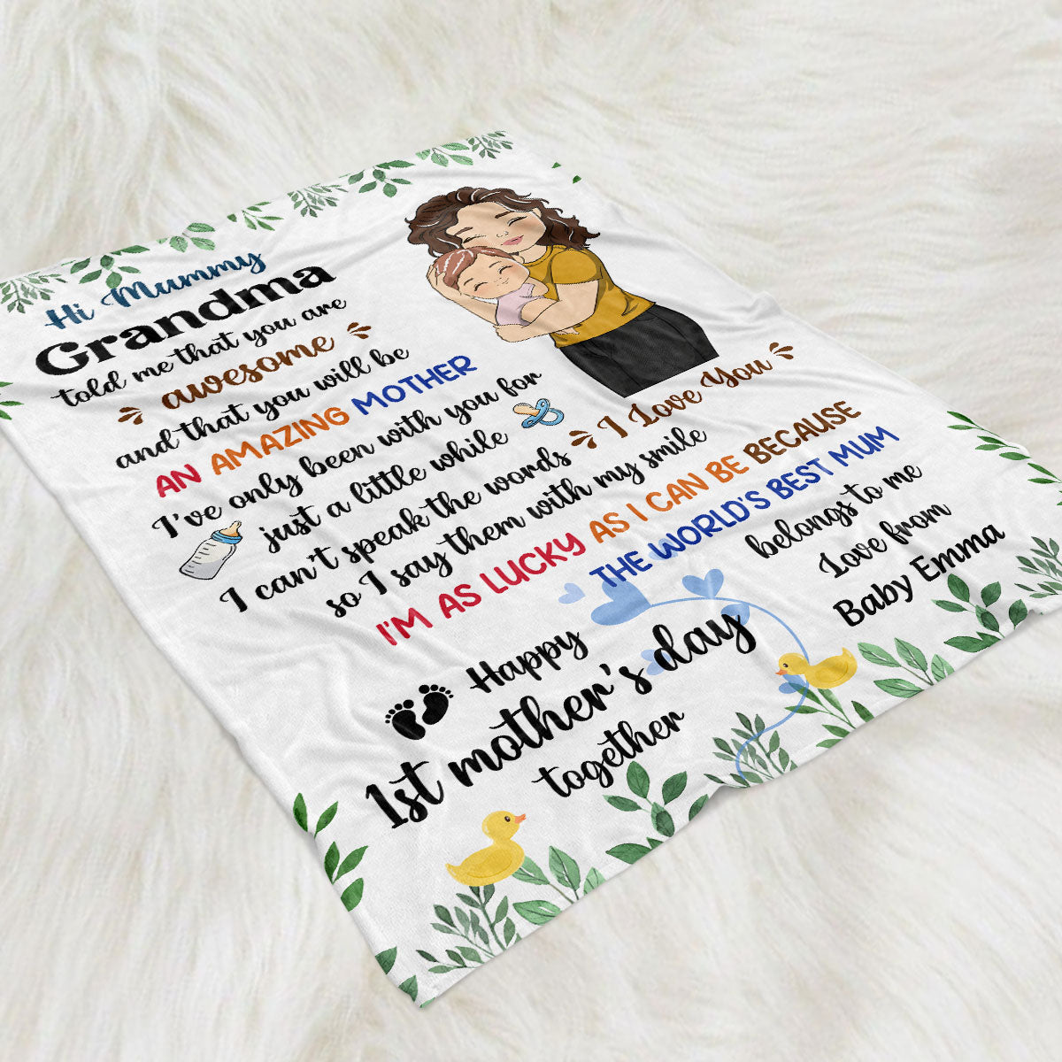 Happy First Mothers Day Together - Personalized Custom Fleece Blanket