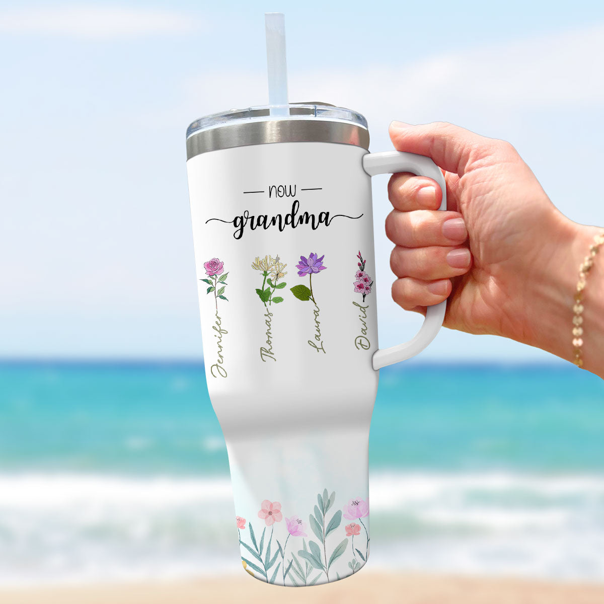 First Mom Now Grandma - Personalized Custom 40 Oz Tumbler