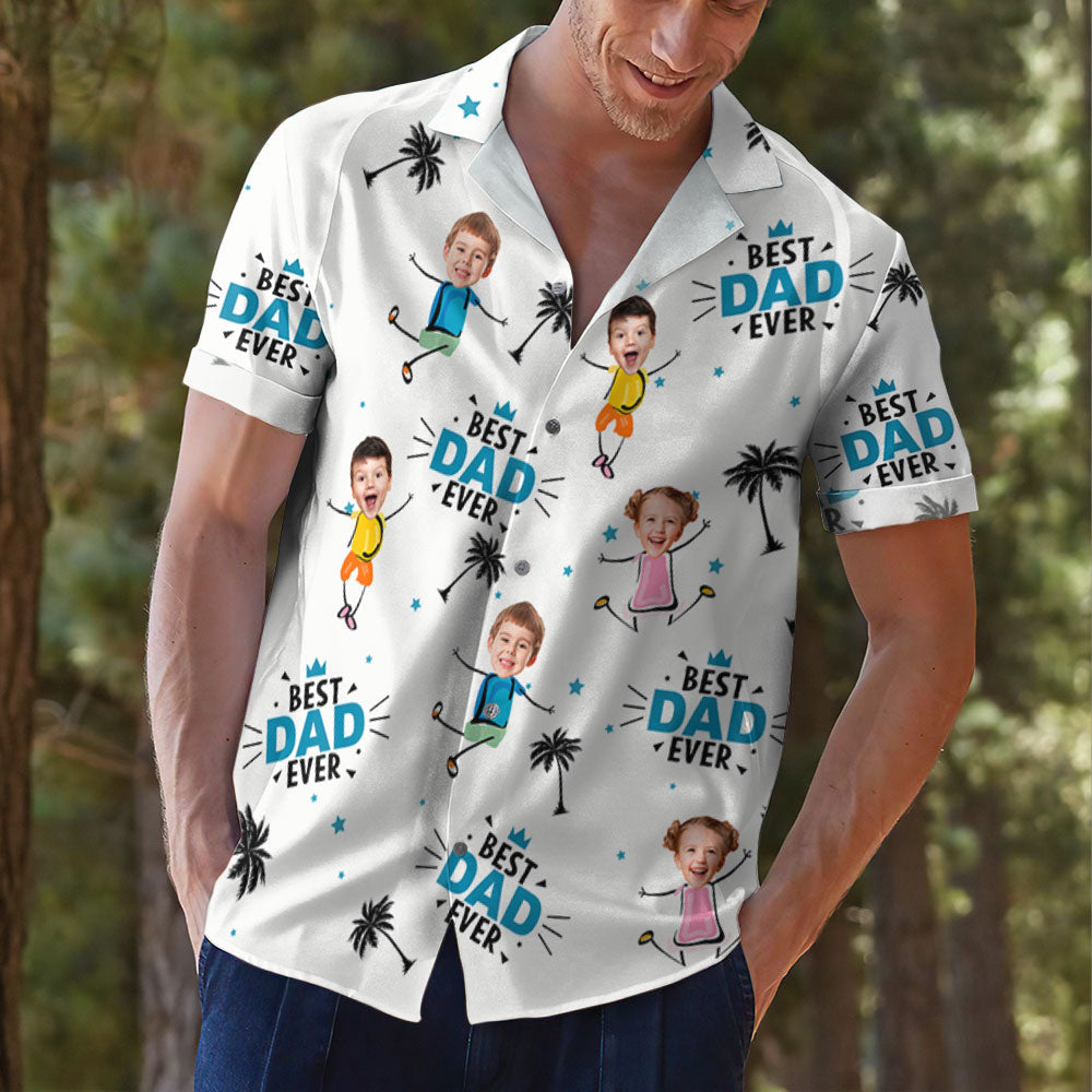 Custom Photo Best Dad Ever Coconut Palm - Personalized Custom Hawaiian Shirt