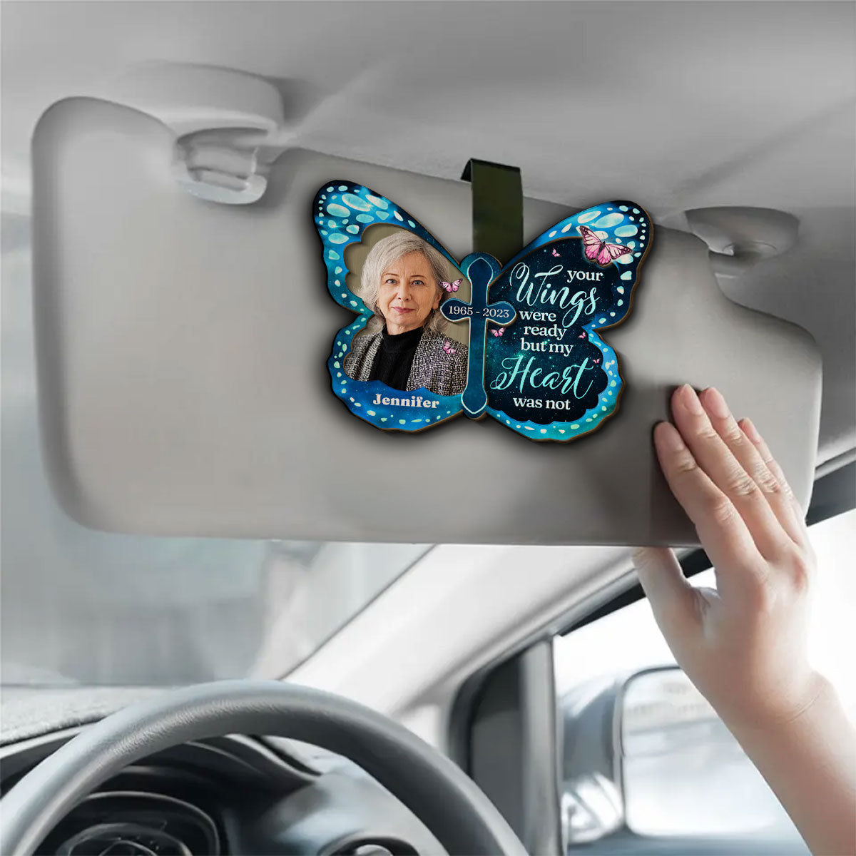 Your Wings Were Ready - Personalized Custom Car Visor Clip