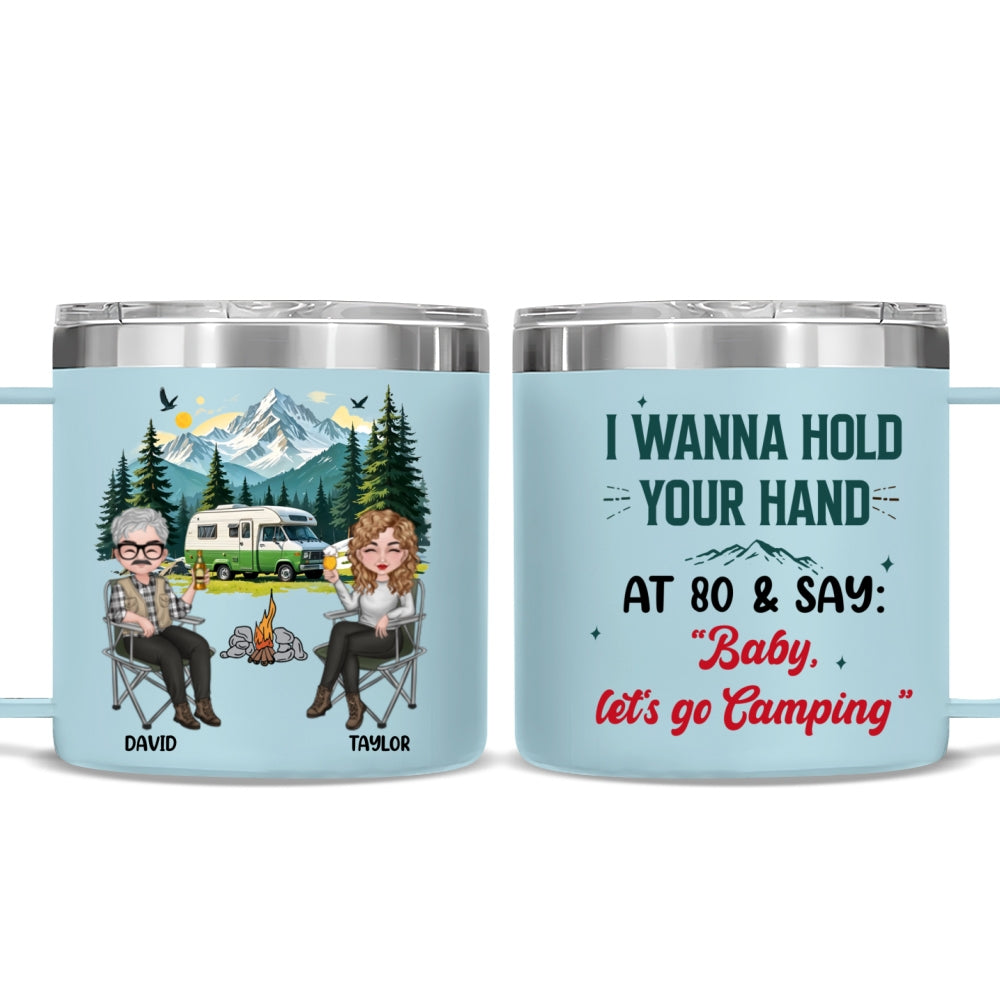 I Wanna Hold Your Hand - Personalized Custom 14oz Stainless Steel Tumbler With Handle