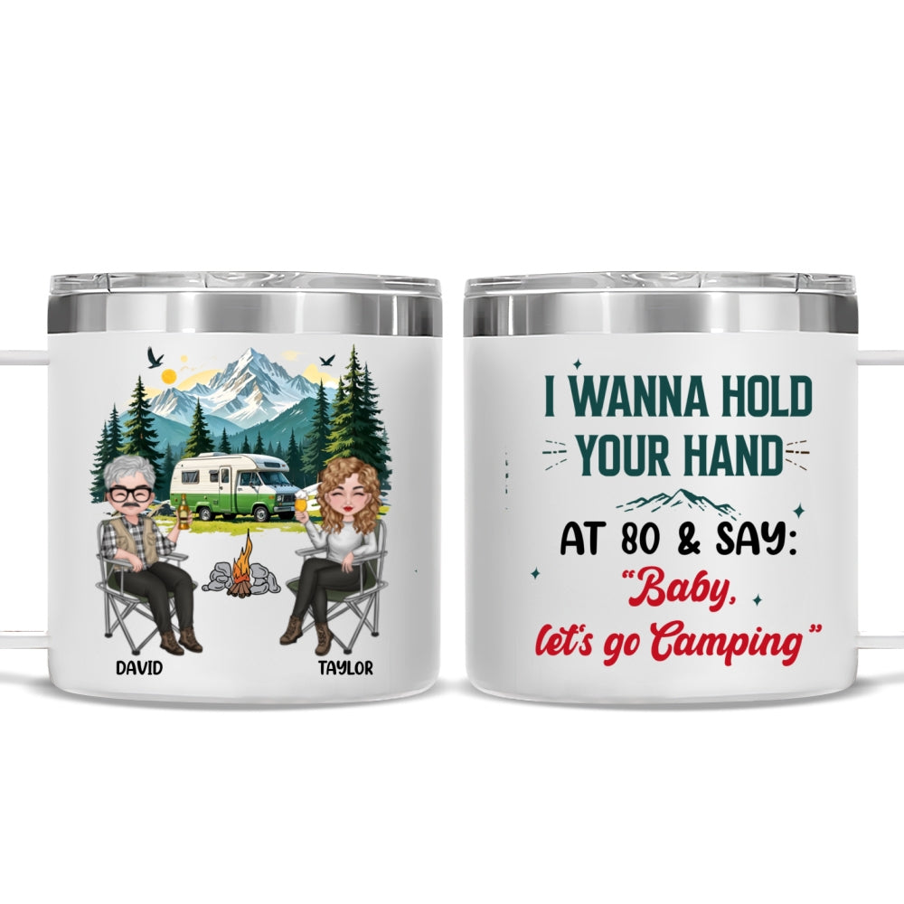 I Wanna Hold Your Hand - Personalized Custom 14oz Stainless Steel Tumbler With Handle