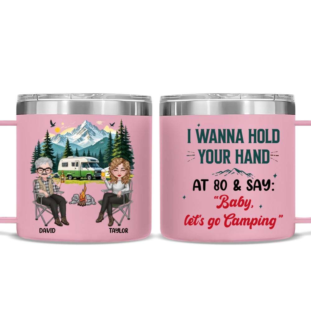 I Wanna Hold Your Hand - Personalized Custom 14oz Stainless Steel Tumbler With Handle