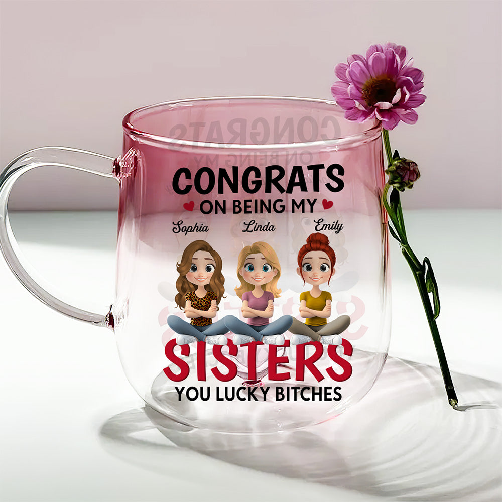 You Lucky To Be My Friends - Personalized Custom Pink Gradient Glass Mug