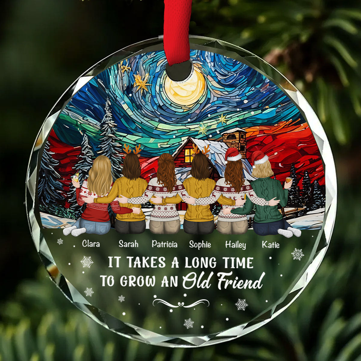 To Grow An Old Friend - Personalized Custom Glass Ornament