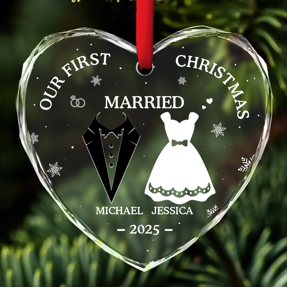 Our First Xmas Together - Personalized Custom Glass Ornament