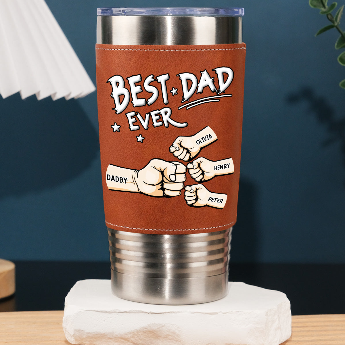 Best Dad - Personalized Custom Leather Tumbler
